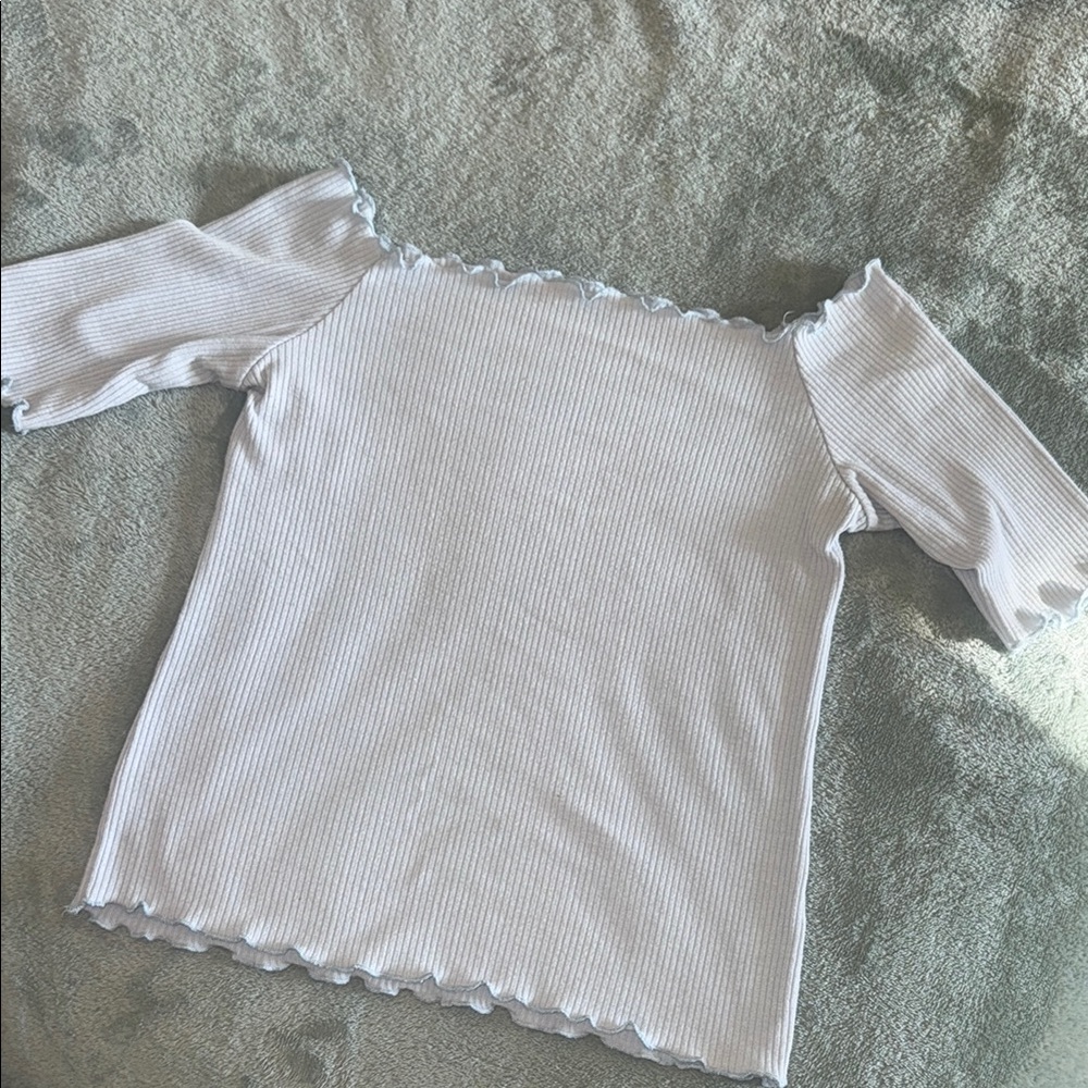 Women's Off-Shoulder Ribbed Top - Light Blue